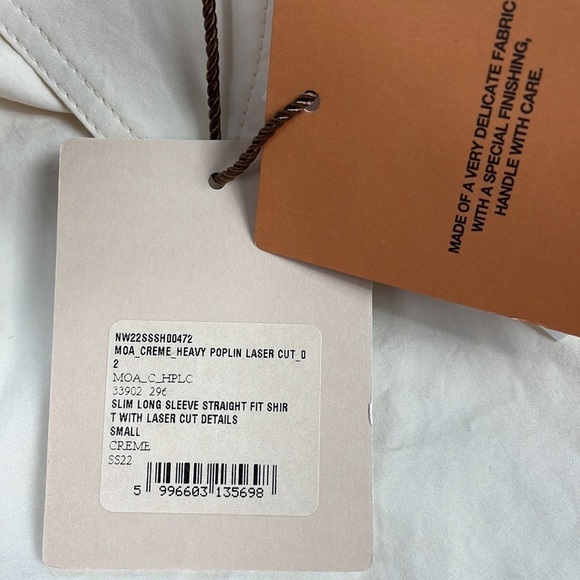 NWT Nanushka Heavy Poplin Laser Cut Shirt Button Front Cream Western Sz S - Picture 14 of 16